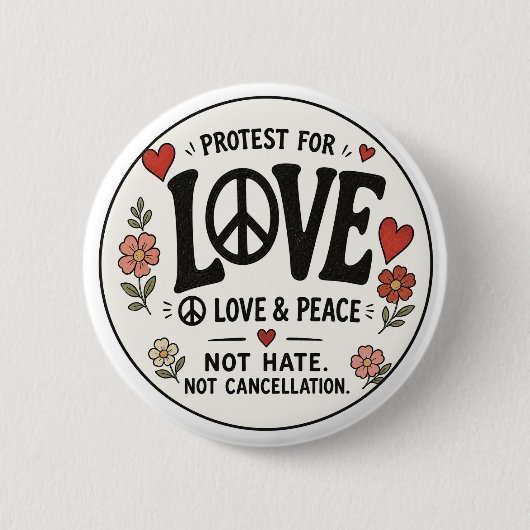 Badge Rond 5 Cm Amour et paix (Devant)