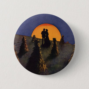 Badge Rond 5 Cm Amour et romance vintage, baiser sous la lune de r