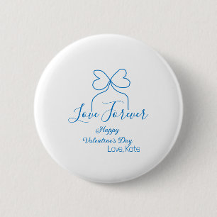 Badge Rond 5 Cm Amour Forever bleu arc heureux Saint-Valentin nom