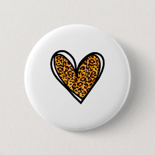 Badge Rond 5 Cm Amour Guépard Imprimé Léopard Cœur Saint-Valentin