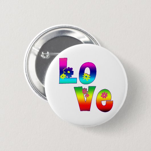 Badge Rond 5 Cm AMOUR hippie (Devant & derrière)