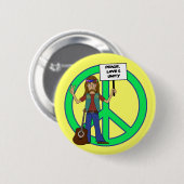 Badge Rond 5 Cm Amour hippie et unité de paix (Devant & derrière)