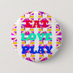 Badge Rond 5 Cm Amour Manger Jouer Coeur Hakuna Matata couleurs.pn