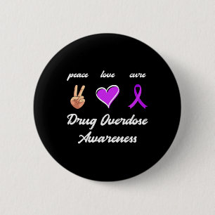 Badge Rond 5 Cm Amour Médicament Cure Purple Ribbon Surdose Sensib