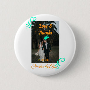 Badge Rond 5 Cm Amour & merci mariage couple photo moderne ajouter