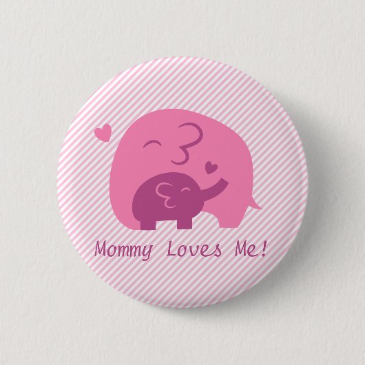 Badge Rond 5 Cm Amour mignon de parents d'éléphant et de maman de (Devant)