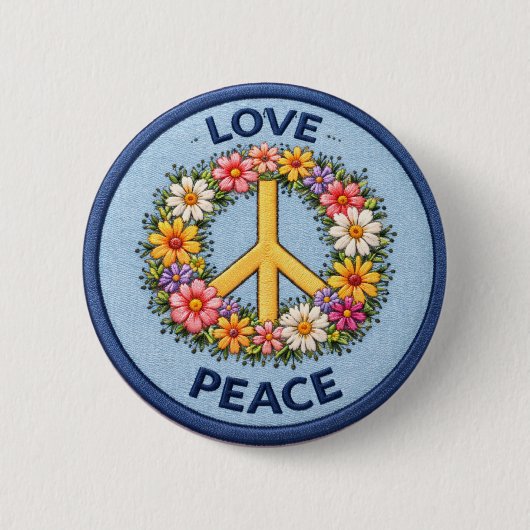 Badge Rond 5 Cm Amour Paix (Devant)