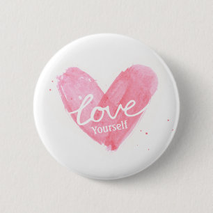 Badge Rond 5 Cm Amour Propre Typographie Cœur Amour de Soi