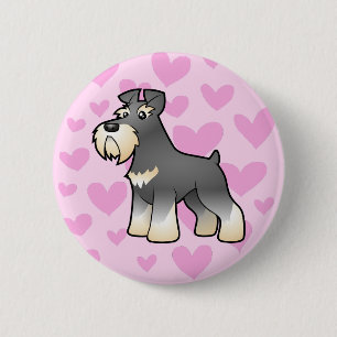 Badge Rond 5 Cm Amour Schnauzer géant/standard/miniature