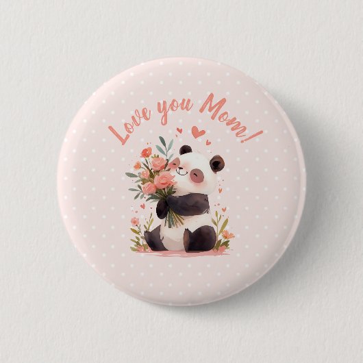 Badge Rond 5 Cm Amour You Maman Panda Mères Jour Cadeau (Devant)