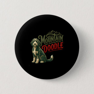 Badge Rond 5 Cm Amoureux de chien doodle de montagne vintage rétro