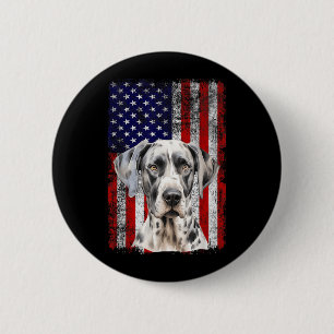 Badge Rond 5 Cm Amoureux de Grand Danois Drapeau américain 4 juill
