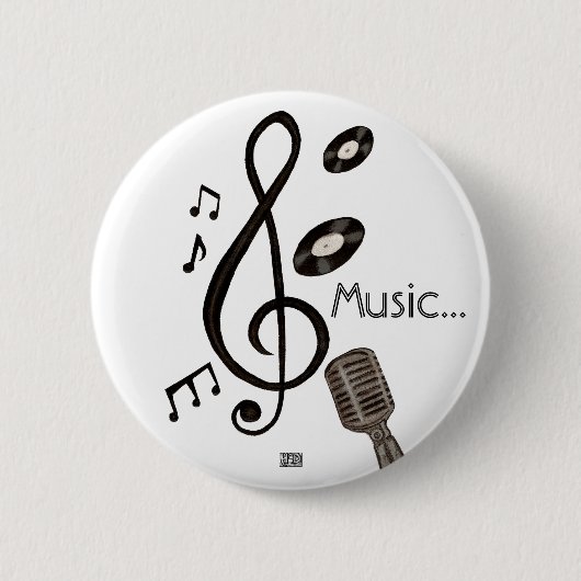 Badge Rond 5 Cm Amoureux de la musique (Devant)