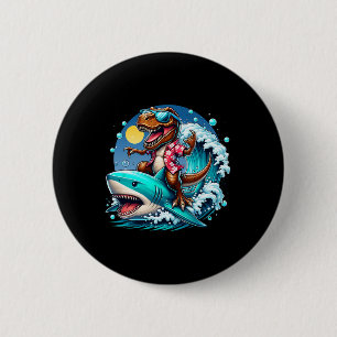 Badge Rond 5 Cm Amoureux de la plage T-rex Dinosaure chevauchant R