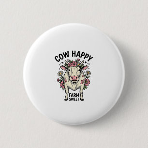 Badge Rond 5 Cm Amoureux de vaches mignonnes Art animalier de ferm