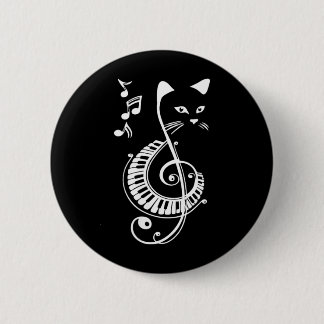 Badge Rond 5 Cm Amoureux des Animaux Musique Chat Féminin Clé de S