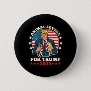 Badge Rond 5 Cm Amoureux des Animaux Pour Trump 2024 Campagne Chat