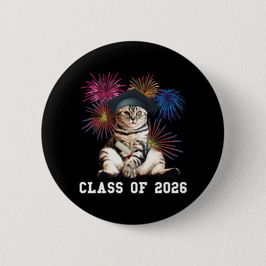 Badge Rond 5 Cm Amoureux des chats de la promotion 2026 (Devant)