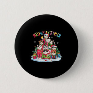 Badge Rond 5 Cm Amoureux des chats de Noël Meowy Catmas Chat Chris