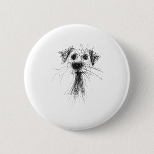 Badge Rond 5 Cm Amoureux des chiens Abstrait Scribble Art mignon C