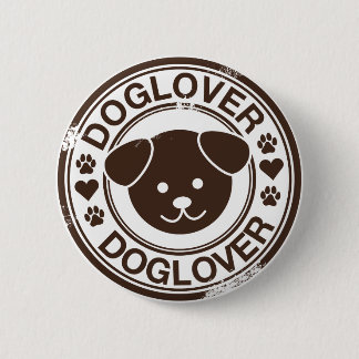 Badge Rond 5 Cm Amoureux des chiens avec le visage de chiot