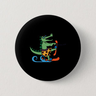 Badge Rond 5 Cm Amoureux des crocodiles skiant alligator reptile s