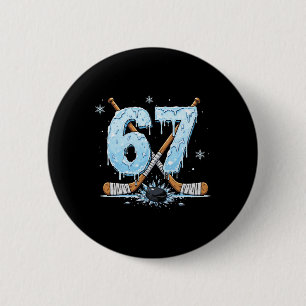 Badge Rond 5 Cm Amoureux drôles de hockey goutte 6-7 Numéro Six Se