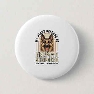 Badge Rond 5 Cm Amoureux du Berger Allemand Gravure Vintage Chien
