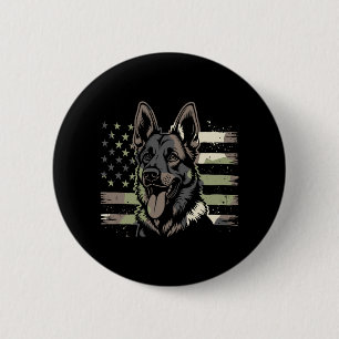 Badge Rond 5 Cm Amoureux du chien berger allemand Drapeau américai