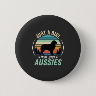 Badge Rond 5 Cm Amoureux du chien berger australien Rétro Coucher