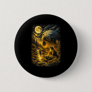 Badge Rond 5 Cm Amoureux du lamantin respecte les lamantins locaux