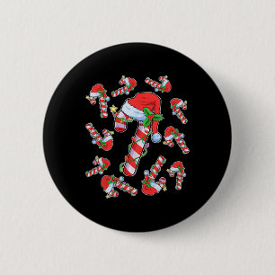Badge Rond 5 Cm Amoureux Sucre de canne Père Noël Noël Funny Noël