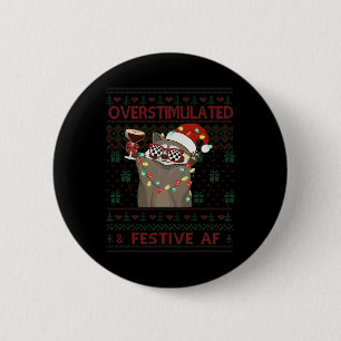 Badge Rond 5 Cm & ; Festive Af Raccoon Noël