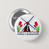 Badge Rond 5 Cm Amsterdam Pays-Bas (Devant & derrière)