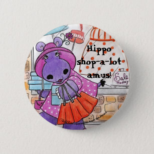 Badge Rond 5 Cm Amus de magasin-un-sort d'Achat-Hippopotame