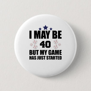 Badge Rond 5 Cm Amusant 40e anniversaire de base-ball Fan 40 ans d