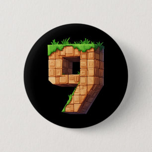 Badge Rond 5 Cm Amusant 9e Anniversaire Numéro 9 Vidéo Joueur Thèm