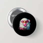 Badge Rond 5 Cm Amusant Aigle Bald Mignonne Aigle Avec Des Gles Nk (Devant & derrière)