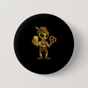 Badge Rond 5 Cm Amusant Alien Ufo portant Lederhosen Bière alleman