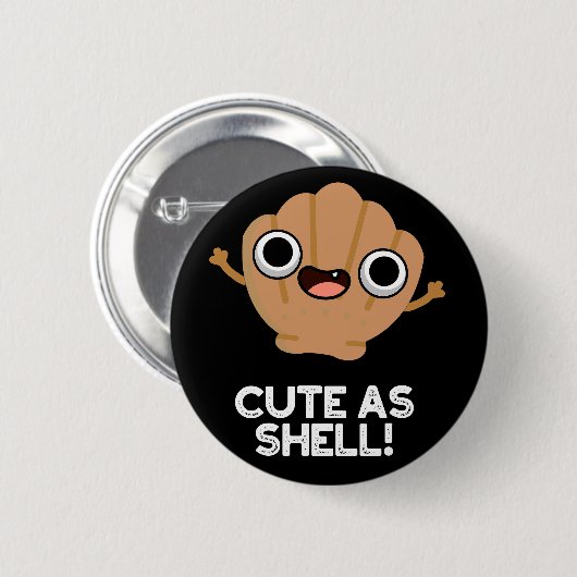 Badge Rond 5 Cm Amusant Comme Shell Funny Seashell Pun Dark BG (Devant & derrière)
