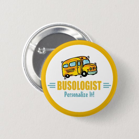 Badge Rond 5 Cm Amusant Conducteur de bus scolaire Jaune (Devant & derrière)