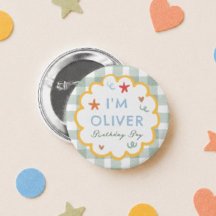 Badge Rond 5 Cm Amusant d'être un garçon de 1 an coloré