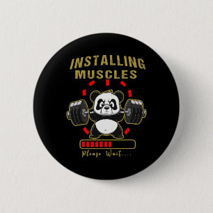 Badge Rond 5 Cm Amusant Installation Muscle Panda Poids Lifting Ba