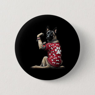 Badge Rond 5 Cm Amusant J'Aime Maman Tattoo Belge Malinois Maman P