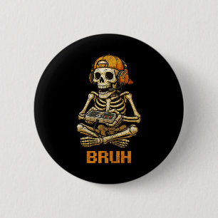 Badge Rond 5 Cm Amusant Joueur Squelette Joueur Ado Jeu vidéo