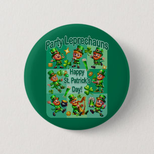 Badge Rond 5 Cm Amusant jour de la Saint-Patrick "Lutins de fête"