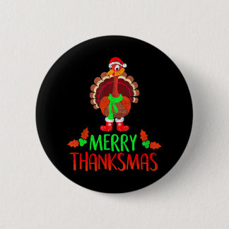 Badge Rond 5 Cm Amusant Joyeux Thanksmas Festif Thanksgiving