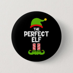 Badge Rond 5 Cm Amusant Le Parfait Elfe Noël Famille de fête Pajam