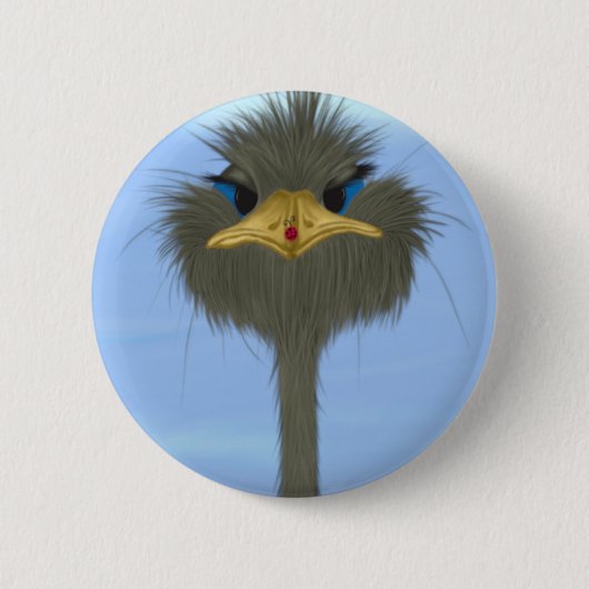 Badge Rond 5 Cm Amusant Ostrich George Et Mignonne Ladybug (Devant)