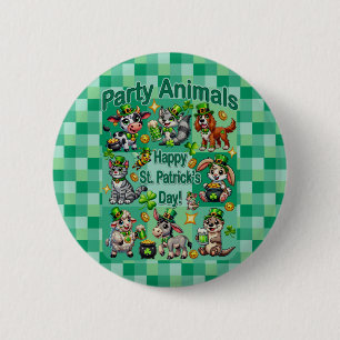 Badge Rond 5 Cm Amusant St. Patrick et "Party Animals" adorables